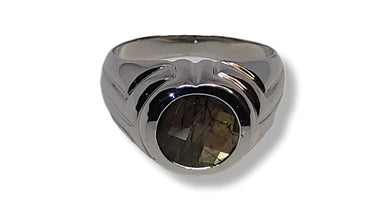 Men´s silver ring with 5.15 ct Gold Sheen Sapphire Ohararings