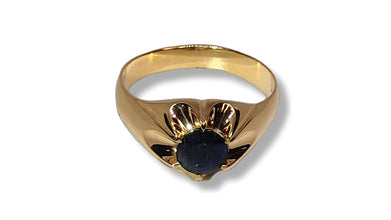 Men´s 14 k gold ring with blue 1.70 ct Gold Sheen Sapphire Ohararings