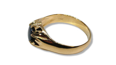 Men´s 14 k gold ring with blue 1.70 ct Gold Sheen Sapphire Ohararings